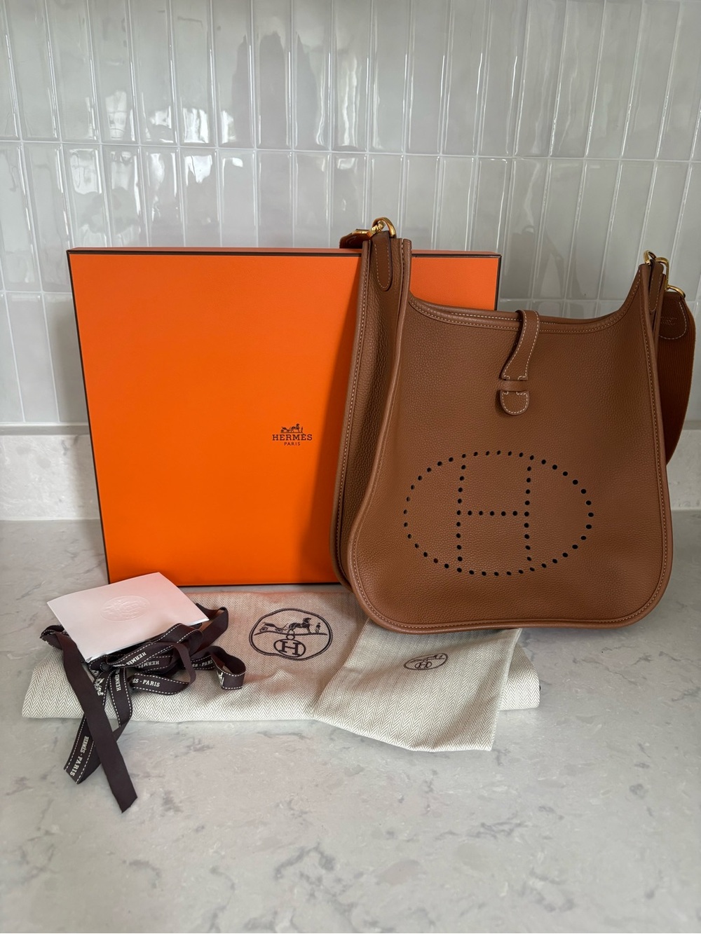 Hermes Evelyne PM Gold with GHW